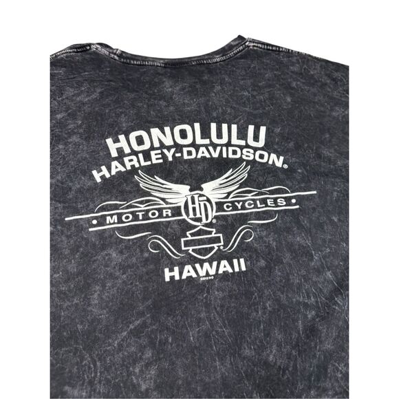 Harley Davidson Men’s 2XL The Legacy Honolulu Hawaii T-Shirt Acid Wash 2012 - Picture 8 of 8